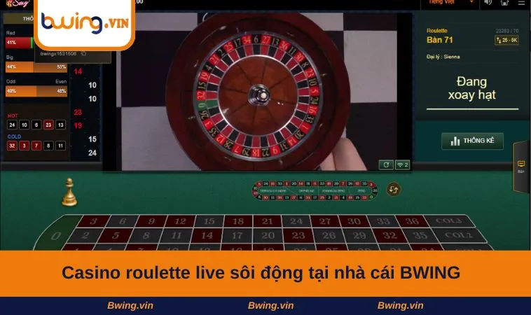 Casino roulette live sôi động tại nhà cái BWING