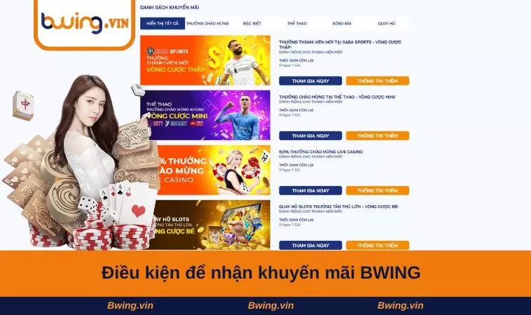 Điều kiện để nhận khuyến mãi BWING