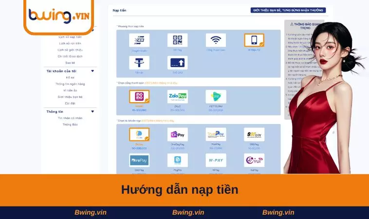 Hướng dẫn nạp tiền